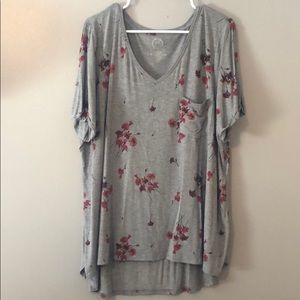 NWOT Floral V Neck Shirt